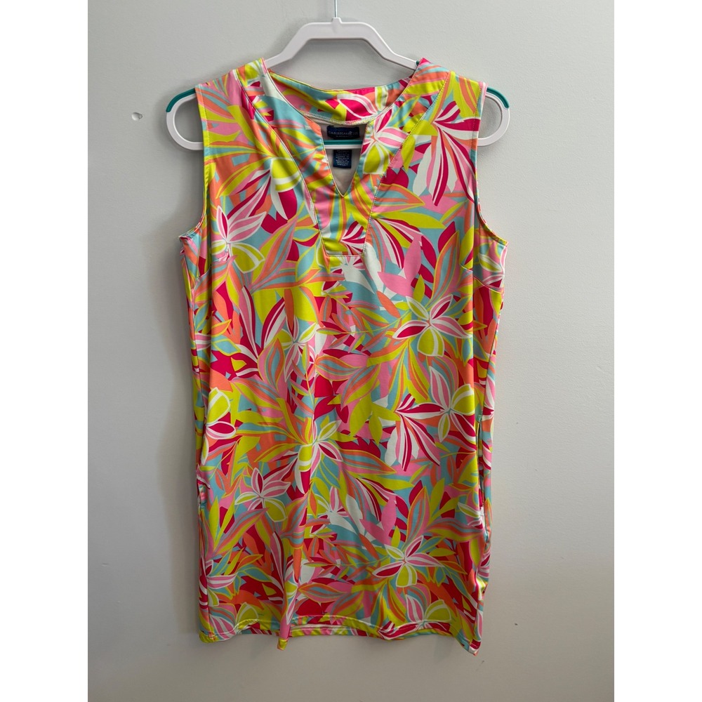 Caribbean Joe Sleeveless Midi Dress in Pink, Yellow, Green, Blue